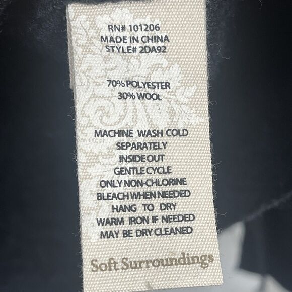 Soft Surroundings Aveline Jacket Large Black Wool Blend Shawl Collar Snap Front - Picture 6 of 10